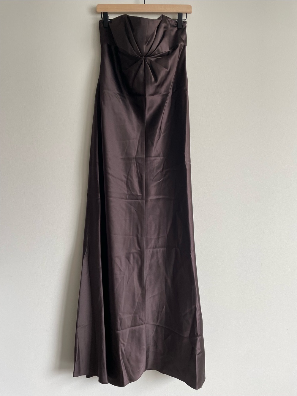 Vintage Laundry Shelli Segal Strapless Charmeuse Gown Chocolate Brown wedding 12